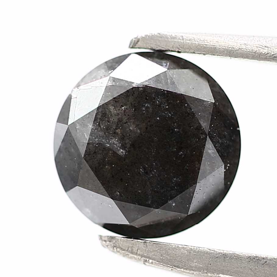 0.84 Carat Fancy Black Round Brilliant Cut Natural Loose Diamond